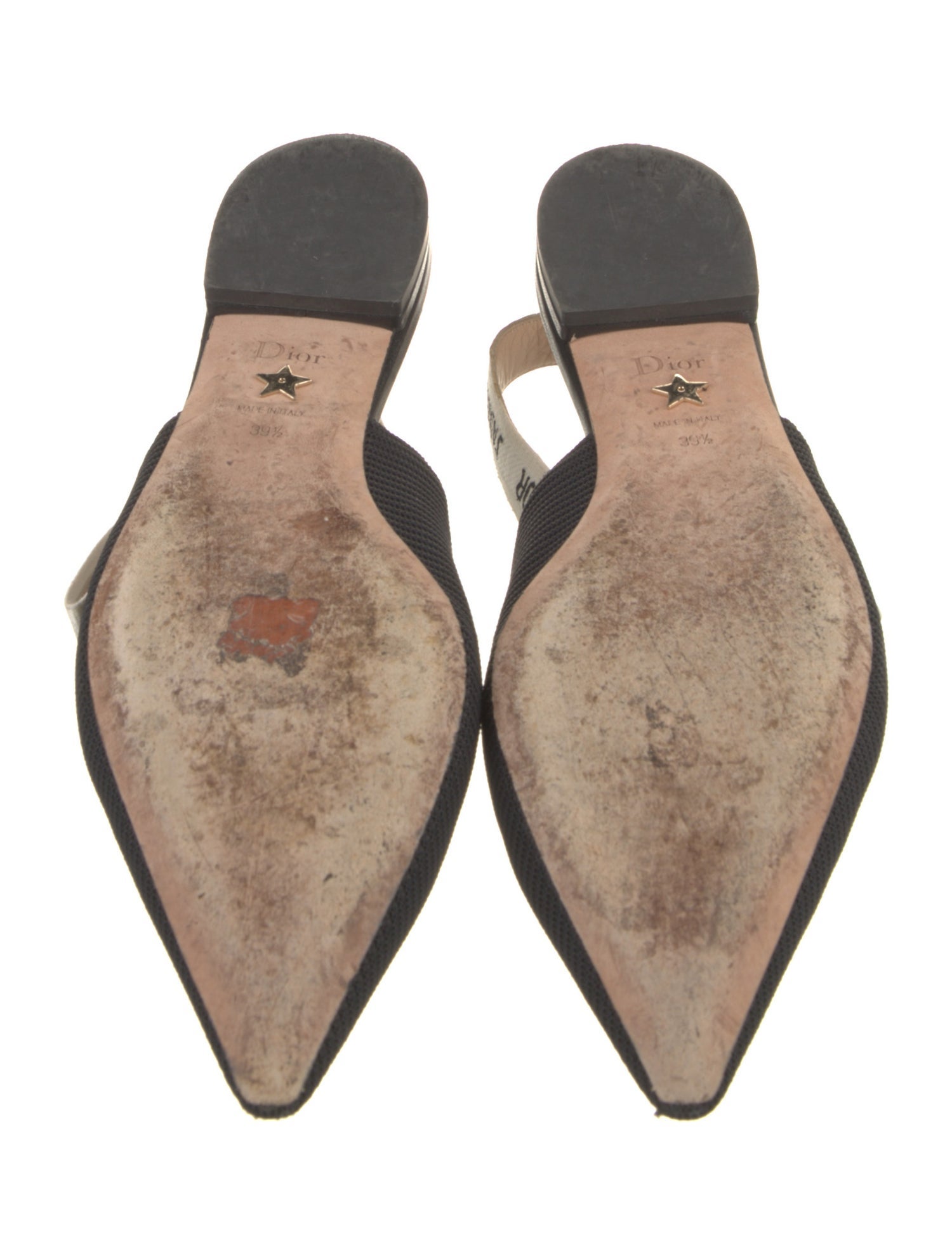 Christian Dior Graphic Print Embroidered Accent Slingback Flats